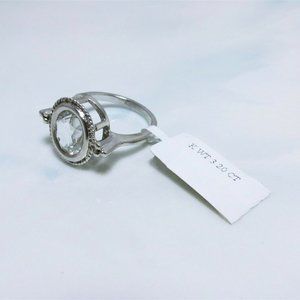 Amazing (Sim)Large Oval Diamond Ornate Sterling Silver Birthstone Ring